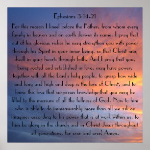 Sonnenunterganghimmelbibel-Versgebet Ephesians 3 Poster