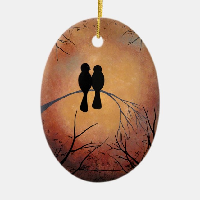 Sonnenunterganglovebirds-Verzierung Keramik Ornament (Vorne)