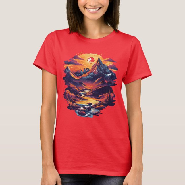 Sonnenuntergangs-Bergflucht-Grafik-T-Shirt T-Shirt (Vorderseite)