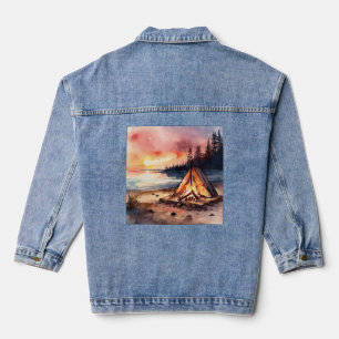 Sonnenuntergangs-Camping-Rückzug Jeansjacke