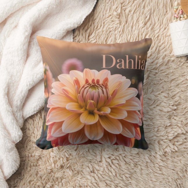 Sonnenuntergangs-Dahliengarten Kissen (Decke)