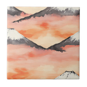 Sonnenuntergangs-Gipfel – Goldene Berglandschaft ( Fliese