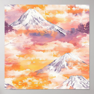 Sonnenuntergangs-Gipfel – Goldene Berglandschaft ( Poster