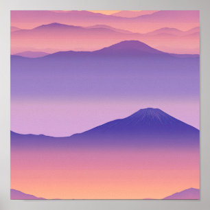 Sonnenuntergangs-Gipfel – Goldene Bergtraumlandsch Poster