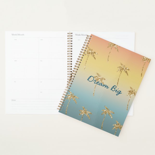 Sonnenuntergangs-Gold-Glitter-Palmen Planer (Anzeige)