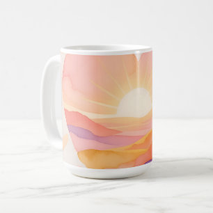 Sonnenuntergangs-Herz-Aquarell-Serenität Kaffeetasse
