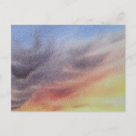 Sonnenuntergangs-Himmel-Aquarellmalerei Feiertagspostkarte