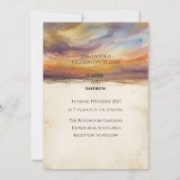 Sonnenuntergangs-Himmel-Strand-Horizont-Aquarell-H
