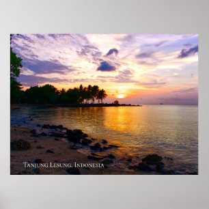 Sonnenuntergangs Himmel Strand Zwielicht Reise Sil Poster