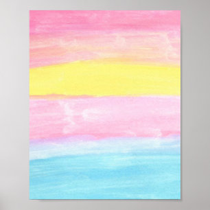 Sonnenuntergangs-Horizont Aquarell abstrakt Poster