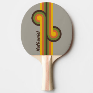 Sonnenuntergangs-Klee-Streifen-Schleife mit Namen Tischtennis Schläger