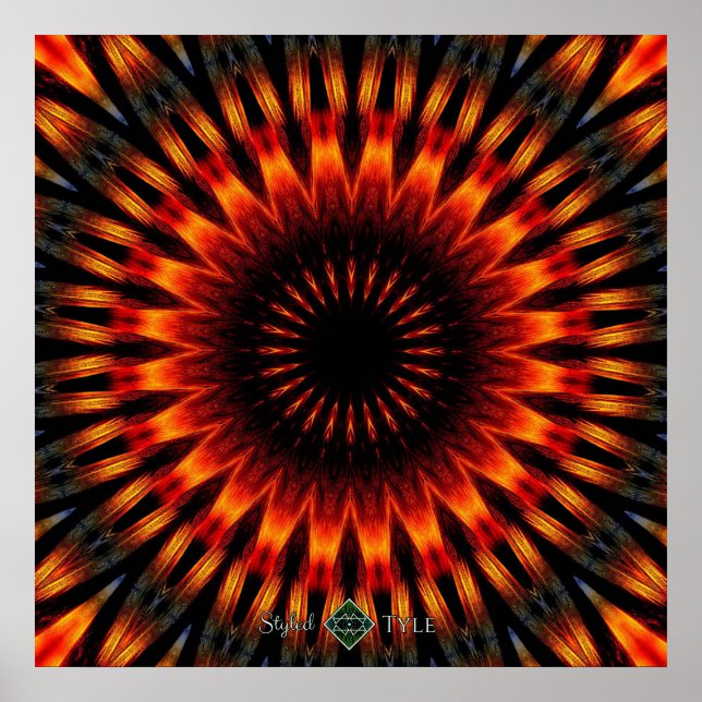 Sonnenuntergangs-Mandala Poster (Vorne)