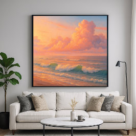 Sonnenuntergangs-Meereswolke - Pastell-Malstil Poster