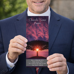 Sonnenuntergangs-Ozean-Baum-Kirchen-Rack-Karte, Mi Werbekarte