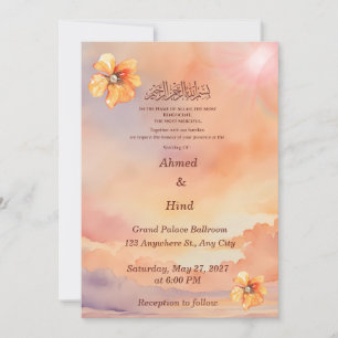 Sonnenuntergangs-Perle-Bismillah-Nikah-Einladung Einladung