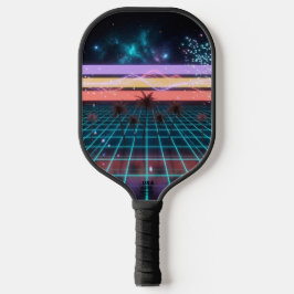 Sonnenuntergangs-Rennfahrer Neon-Streifen Retro-Ge Pickleball Schläger