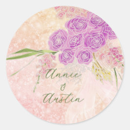 Sonnenuntergangs-Rose-Coquette-Rosé-Schleifen-Stra Runder Aufkleber