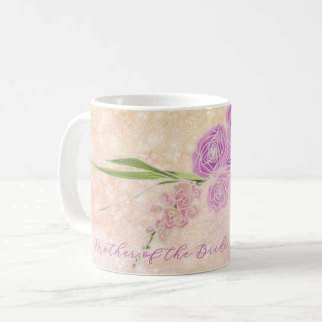 Sonnenuntergangs-Rosen-Mutter-der-Braut-Bogen-Blum Kaffeetasse (Vorderseite Links)