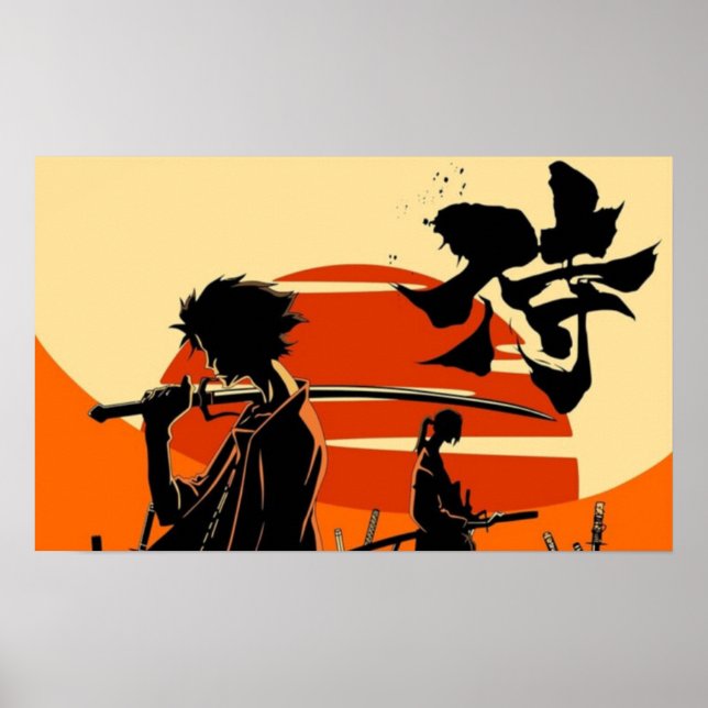 Sonnenuntergangs-Samurai Vin Poster (Vorne)