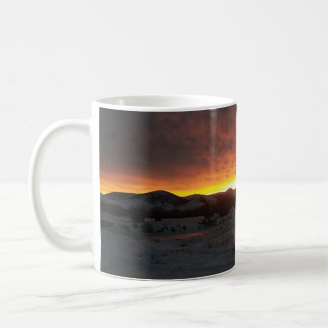 Sonnenuntergangs-Schneetasse Kaffeetasse (Links)