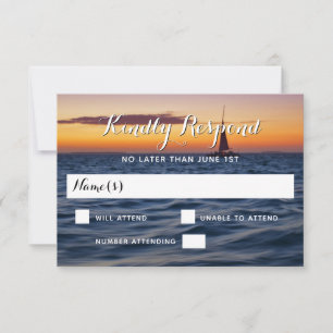 Sonnenuntergangs-Segel-Moderne-Nautische-Hochzeits RSVP Karte