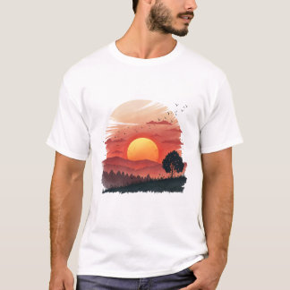 Sonnenuntergangs-Serenity-T-Shirt Ästhetik Wasserf T-Shirt