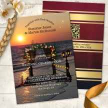 Sonnenuntergangs-Strand-Rosenlauben-Hochzeitseinla
