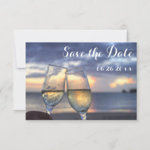 Sonnenuntergangs-Strand Save The Date Flachkarten