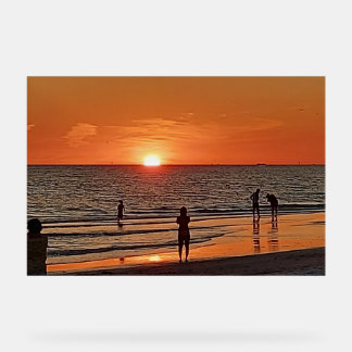 Sonnenuntergangs-Strand-Wandkunst Küsten-Ozean-Dek Acrylschild