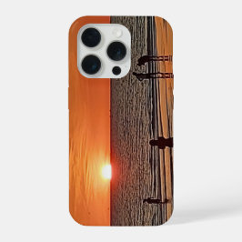 Sonnenuntergangs-Strand-Wandkunst Küsten-Ozean-Dek iPhone 15 Pro Hülle