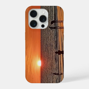 Sonnenuntergangs-Strand-Wandkunst Küsten-Ozean-Dek iPhone 15 Pro Hülle
