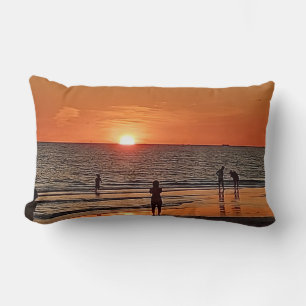 Sonnenuntergangs-Strand-Wandkunst Küsten-Ozean-Dek Lendenkissen