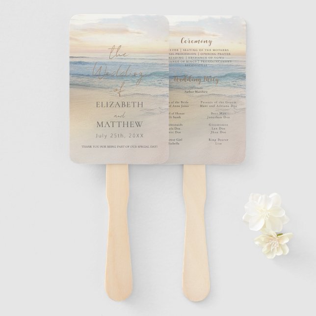 Sonnenuntergangs-Strandhochzeit  Fächer (Vorne und Hinten)