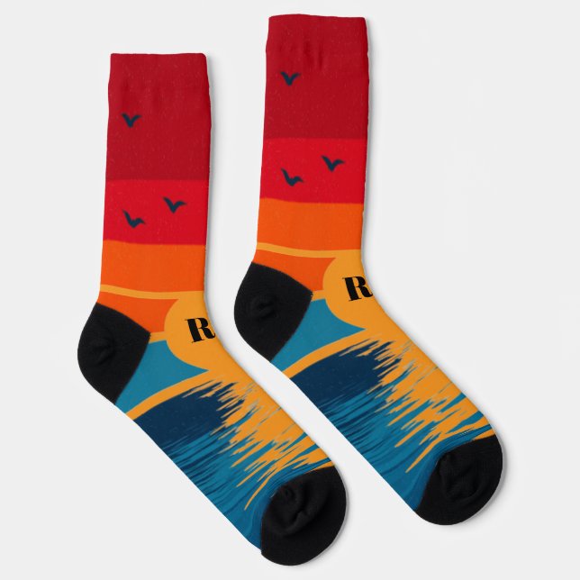 Sonnenuntergangs-Strandsocken Socken (Rechts)