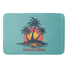 Sonnenuntergangs-Vibes Tropische Palmen Strand Bad Badematte