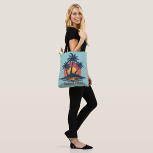 Sonnenuntergangs-Vibes Tropische Palmen Strand Mee Tasche
