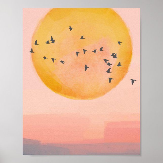 Sonnenuntergangs Vögel Poster (Vorne)