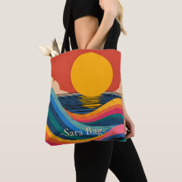 Sonnenuntergangs-Wellen Abstract Bauhaus Tote Bag Tasche