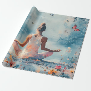 Sonnenuntergangs-Wiesen-Meditation mit Schmetterli Geschenkpapier