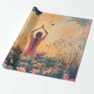 Sonnenuntergangs-Wiesen-Meditation mit Schmetterli Geschenkpapier