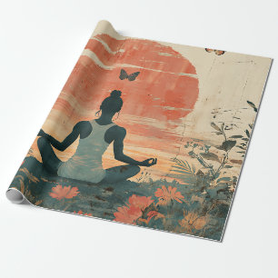 Sonnenuntergangs-Wiesen-Meditation mit Schmetterli Geschenkpapier
