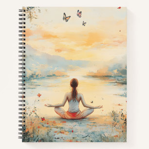 Sonnenuntergangs-Wiesen-Meditation mit Schmetterli Notizbuch