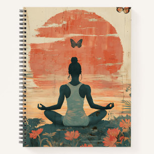 Sonnenuntergangs-Wiesen-Meditation mit Schmetterli Notizbuch