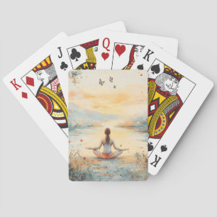 Sonnenuntergangs-Wiesen-Meditation mit Schmetterli Spielkarten