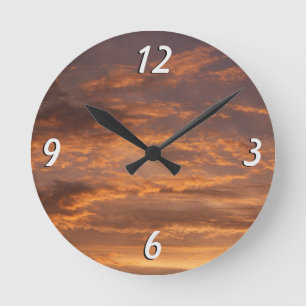 Sonnenuntergangs Wolken I Farbiger Himmel Fotograf Runde Wanduhr