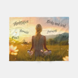 Sonnenuntergangs-Zen-Meditation Harmonie Körper un Fleecedecke