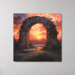 Sonnenuntergangsarchitektur - Malerische Landschaf Leinwanddruck