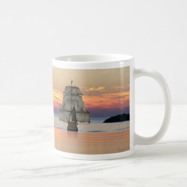 Sonnenuntergangschiffs-Tasse Kaffeetasse (Rechts)