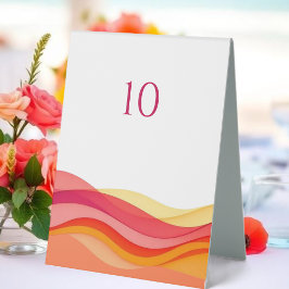 Sonnenuntergangsfarben-Wellen Moderne Hochzeit Tis Tischaufsteller