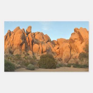 Sonnenuntergangsfelsen im Joshua Tree Rechteckiger Aufkleber